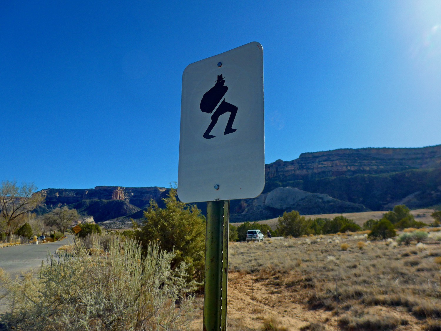 Interesting sign on th street to the trailhead of the Corkscrew Trail in the Colorado National Monument